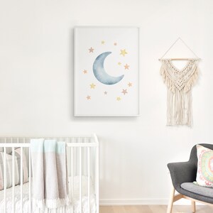 Moon and Stars Nursery Printable Wall Art, Celestial Neutral Nursery ...