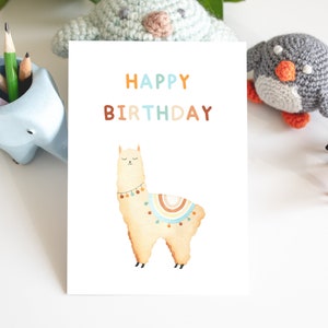 Regenbogen Alpaka Geburtstagskarte, Printable alles Gute zum Geburtstag Karte, niedliche Grußkarten für Kinder, Tier Geburtstagskarte, Kleinkind Geburtstagsgeschenk