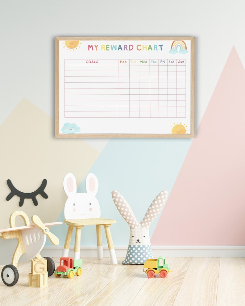 Printable Reward Chart, Toddler Routine Sticker Chart, Rainbow Reward ...