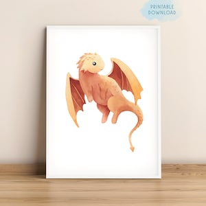 Cute baby dragon nursery wall art, Magical nursery decor, Fairytale nursery prints, Watercolor dragon printables, Fantasy art for kids