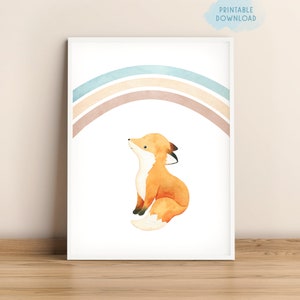 Aquarell Fuchs, Aquarell Druck, neutraler Fuchs Druck, Baby-Duschegeschenk, Aquarell Kunstdruck, Kinderzimmer Dekor, Baby-Dusche-Geschenk
