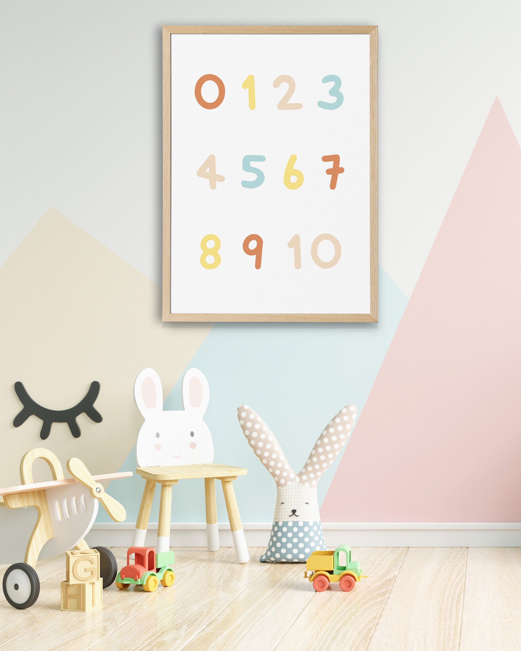 Rainbow Numbers Educational Poster, Numbers 0-10 Print, Kids Playroom ...