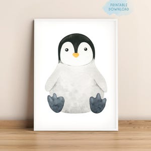 Baby Pinguin Poster zum Ausdrucken, Baby Pinguin, Aquarell Poster, Druckbares Wandbild für Kinder, Spielzimmer Poster