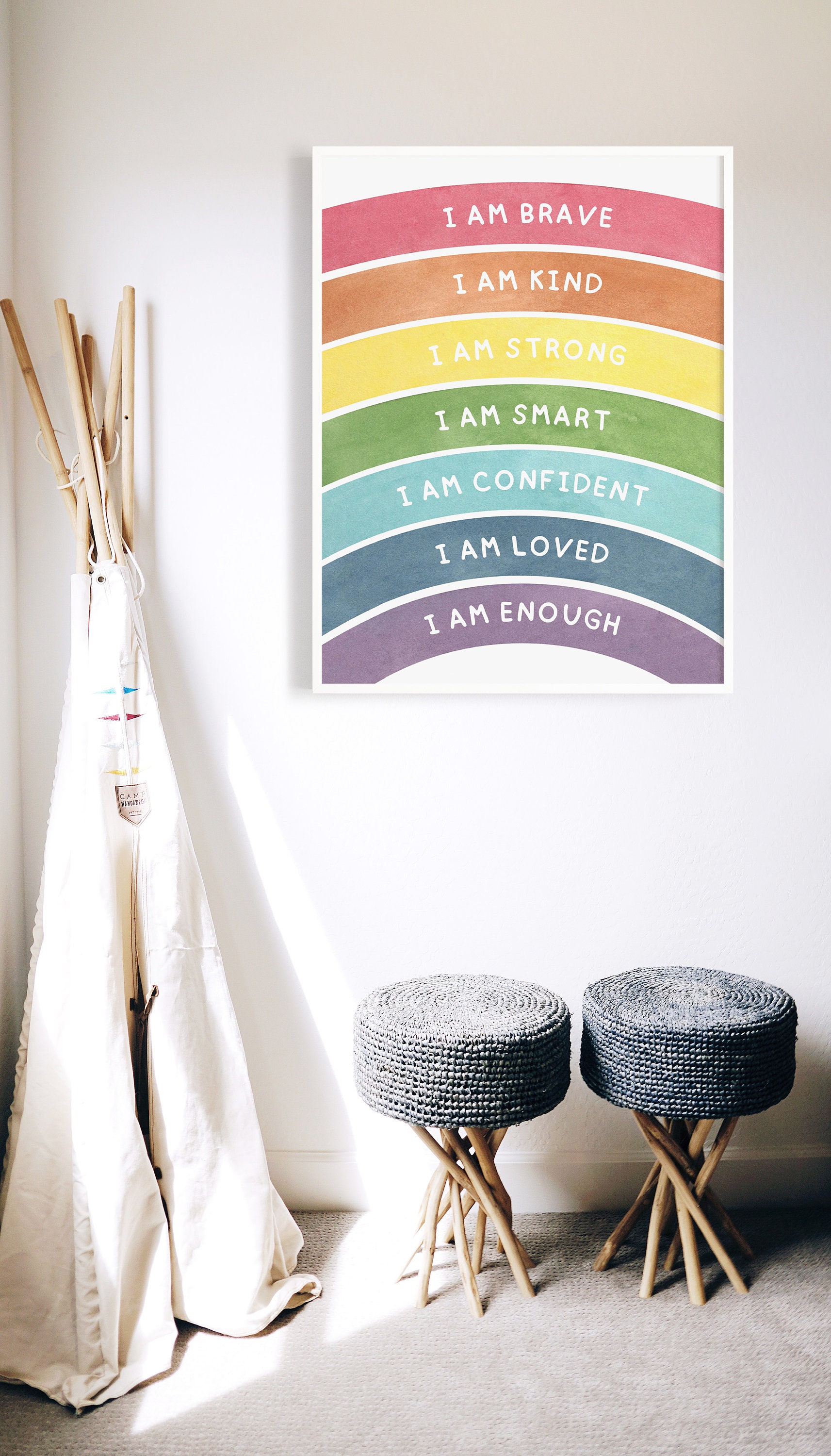 Cilrii Leinwand-Banner 'I Am Kind I Am Brave I Am Smart' – Positives Wanddekor Für Kinderzimmer & Klassenzimmer, 50,8x91,4 Cm