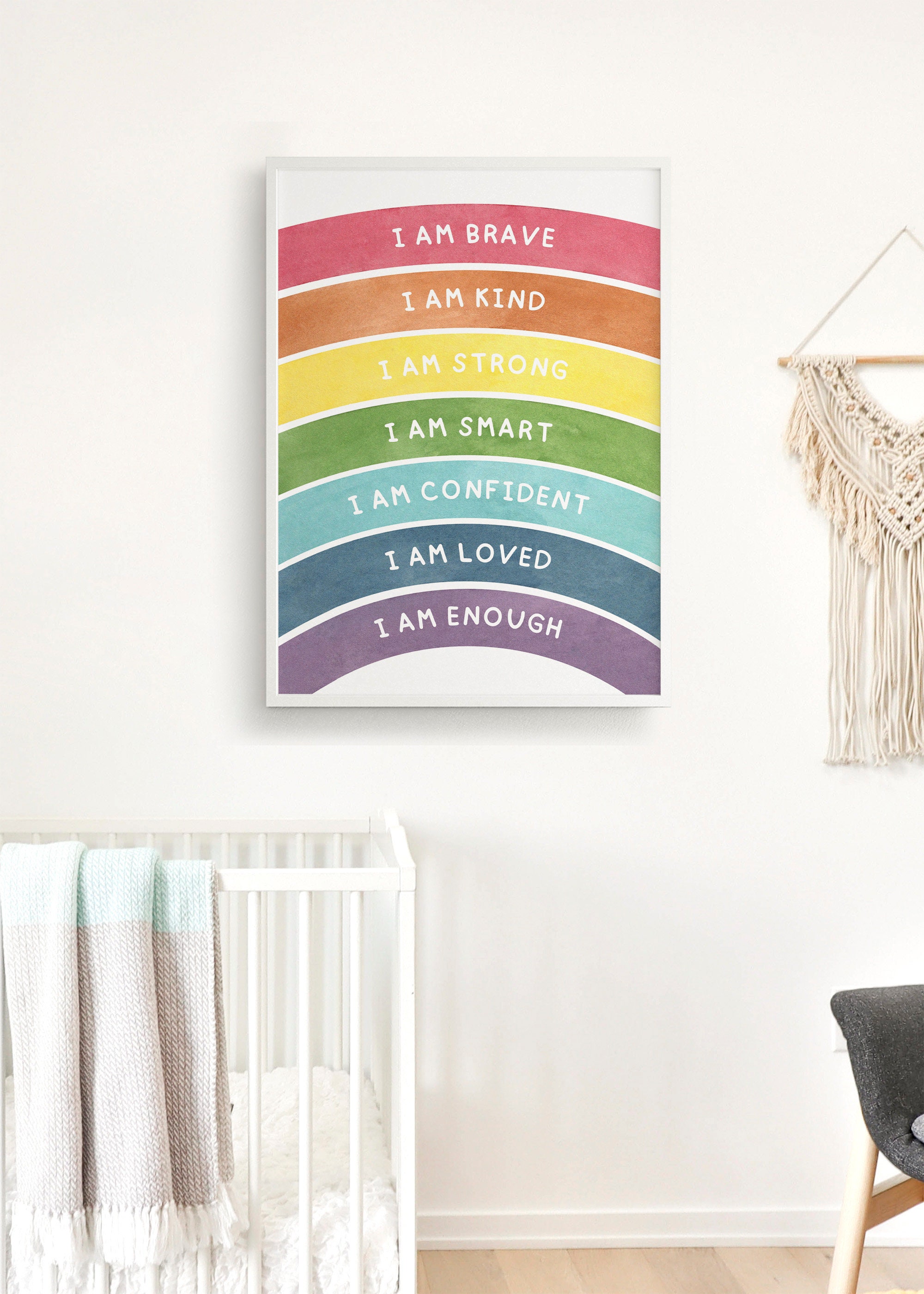 Rainbow Retro Canvas Banner – ‘I’m So Happy You’re Here’ Wall Decor For Classroom, Nursery, Hallway