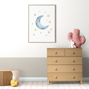 Moon and Stars Nursery Printable Wall Art, Celestial Neutral Nursery ...