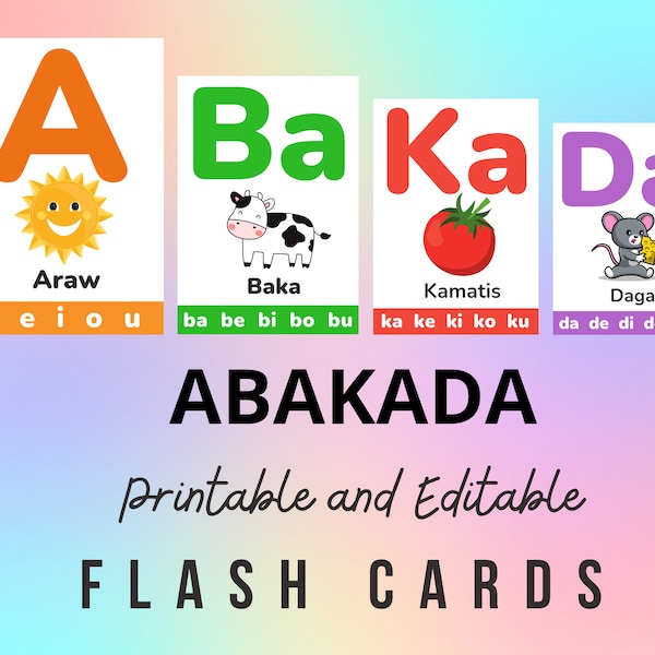 ABAKADA Filipino Learning Materials, Filipino ABC, Preschool, Kindergarten, Homeschooling, Canva Template