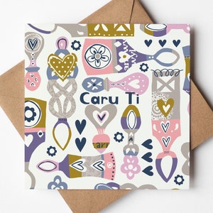 Caru ti/love you love Löffel Grußkarte