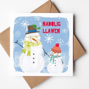 Cartão Nadolig Llanwen Boneco de Neve/Feliz Natal