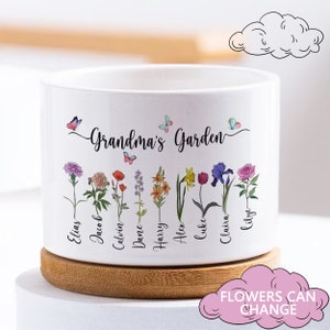 Custom Plant Pot,Personalized Birth Month Flower Pot,Grandma's Plant Pot, Birth Month Flower Family Plant Pot,Grandma's Gift