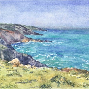 Original watercolour of Cornish seascape - unframed