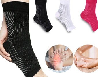 Pair Compression Ankle Brace Soft Ankles Sleeves Joint pain Relief Sprained Foot