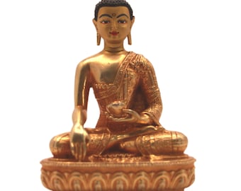 Nepalese Buddha Statue – 24 Carat Gold Plated Healing Buddha Statue, Hand Carved Sculpture Statue for Spiritual Decorations