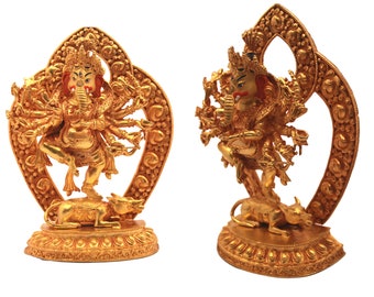 Gold Plated Ganesh Statue – Lord Ganesh Dancing Statue for Home, Grand Idol for Worship and Decoration, Deity of Arts Wisdom and Knowledge