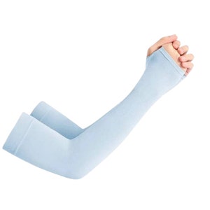 Pair Unisex Summer Outdoor Sunblock UV Protection Arm Sleeves with Thumb Hole Blue