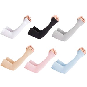 Pair Unisex Summer Outdoor Sunblock UV Protection Arm Sleeves with Thumb Hole image 1