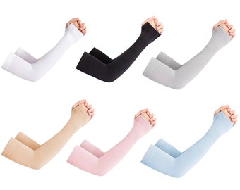 Pair Unisex Summer Outdoor Sunblock UV Protection  Arm Sleeves with Thumb Hole