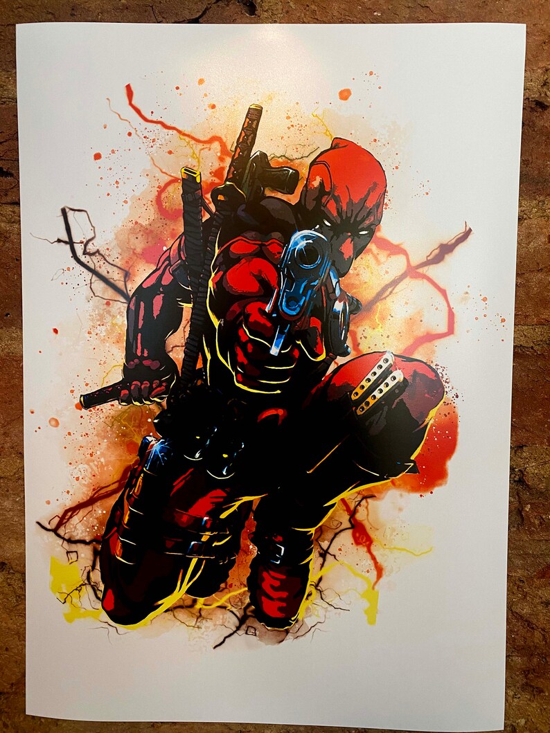 Deadpool Dynamic Splash Watercolour Print Superhero Collection - Etsy UK