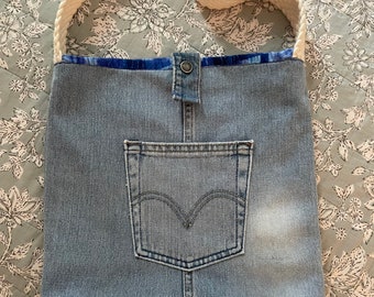 PRICE REDUCED!!  Upcycled Denim Shoulder Bag made from Recycled Faded Levi’s Jeans