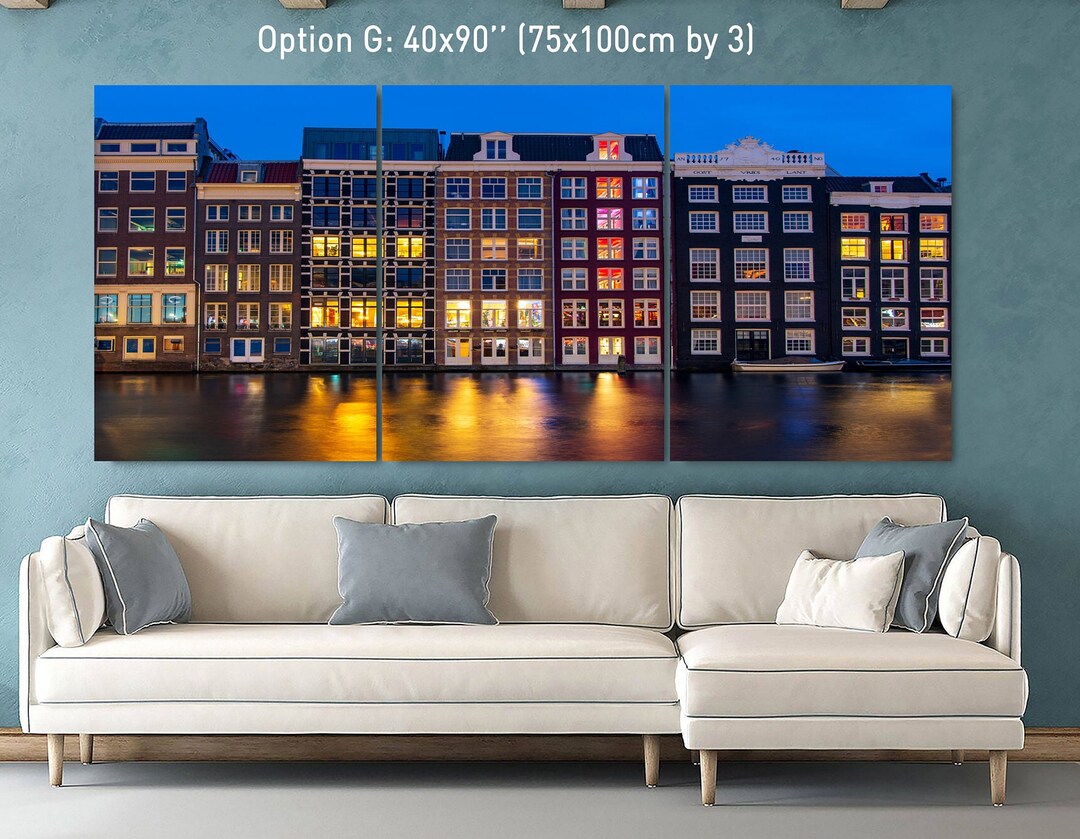 Amsterdam Canal Nightscape Canvas Print: Holland Cityscape Wall Art - Etsy