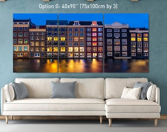 Amsterdam Kanal Nachtlandschaft Poster: Holland Stadtansicht Wandkunst