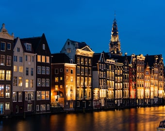 Amsterdam Kanal Nacht Stadtbild Leinwand Wandkunst