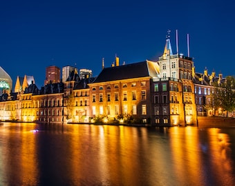 Den Haag Binnenhof Leinwanddruck: Nacht Stadtansicht Wandkunst