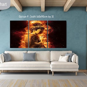 Poster di Buddha in preghiera, bellezza serena, fuoco e fiamme, stampa su tela, busto, cultura asiatica, stampa su tela, Buddha, pace, figura spirituale
