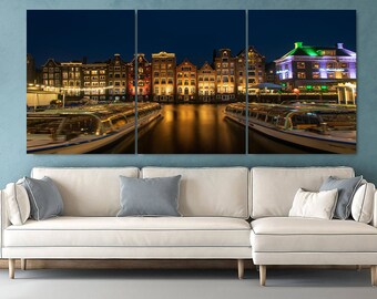 Amsterdam-Grachten bei Nacht Fotoabzug: Holland