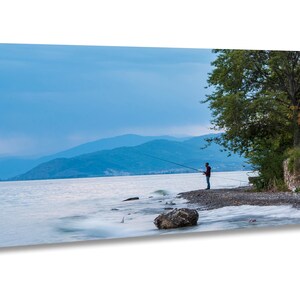 Póster del lago Ohrid, Macedonia, paisaje, fotografía, impresión, regalo, recuerdo de Ohrid, fotografía del lago, paisaje costero, cielo, póster, impresión artística, lienzo