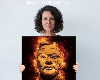 Terracotta Soldier Canvas Print: Fire and Flames Photography Art