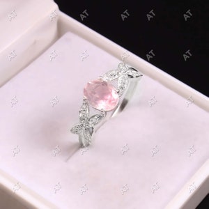 Natural Rose Quartz Ring, Oval Rose Quartz Ring, Rose Quartz Ring, Engagement Ring, Wedding Ring, 925 Stearling Silver Ring, Everyday Ring,
