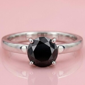 Runder Schwarzer Turmalin Ring, Handgefertigter roher Gothic Schmuck, 925 Sterling Silber Solitär Ring, Minimalistischer Statement Ring, Geschenk für Sie