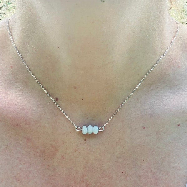 Collier Aigue-Marine | Collier Minimaliste | Collier argent 925 | Cadeau pour la femme | Pierre semi-precieuse |