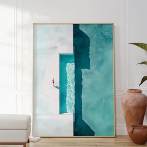 Swimmer at the pool - vintage swim poster - maximalist wall art - dopamine decor - large wall art oversized - funky wall art - bathroom