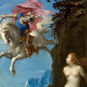 Reproducción Perseo y Andrómeda, Pintura de Giuseppe Cesari conocido como el Jinete de Arpin, Pintura mitológica imagen 4