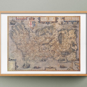 Carte d'Irlande de 1599, Reproduction de Carte ancienne, Ancienne Carte de l'Irlande