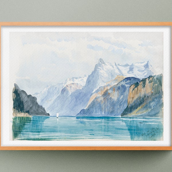 Bay of Uri Brunnen Switzerland print, Watercolor by John Singer Sargent, Landscape print