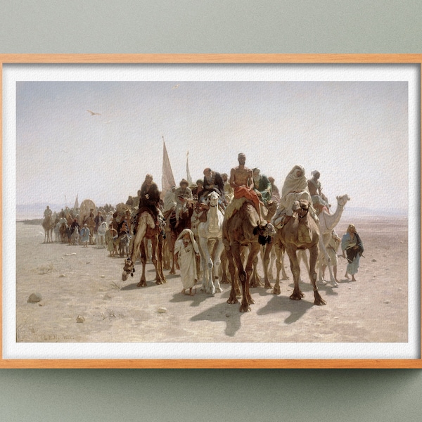 Impression Pélerins allant à La Mecque, Tableau de Léon Belly, Reproduction de peinture