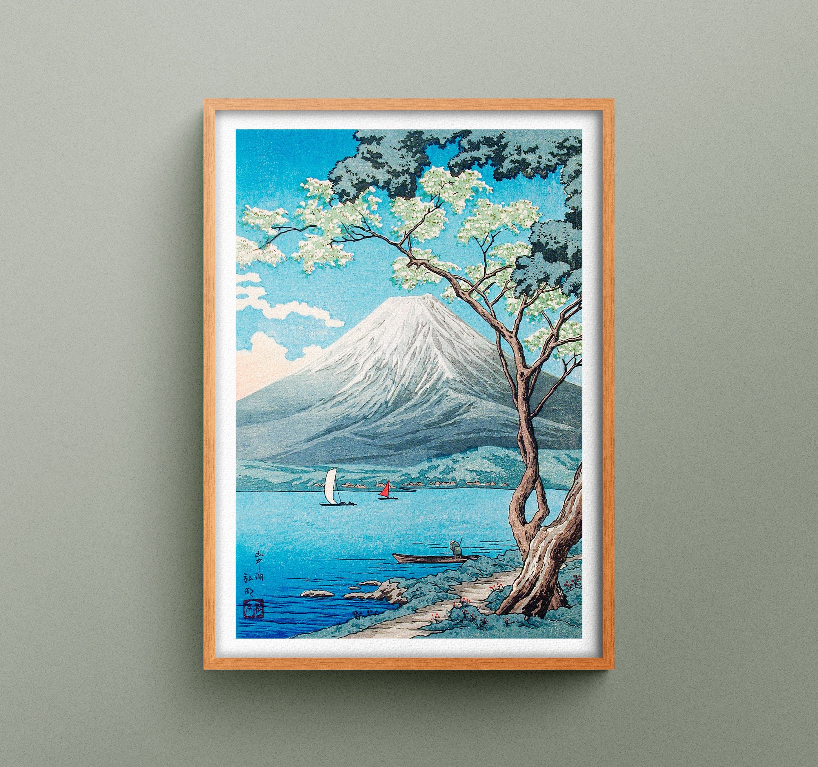 Estampe Mont Fuji Depuis Le Lac Yamanaka, Illustration de Hiroaki Takahashi, Impression d'art Japona