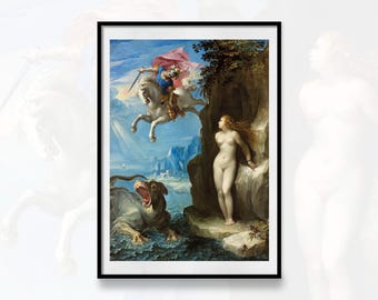 Perseo y Andrómeda, de Giuseppe Cesari, conocido como el Caballero de Arpino, pintura mitológica.