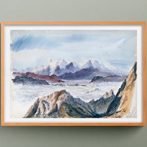 Iselle from Mount Pilatus print, Watercolor by John Singer Sargent, Mount Pilatus painting reproduction