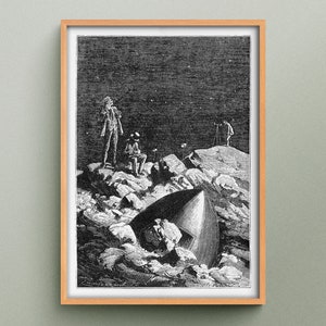 Incisione intorno alla Luna, illustrazione di Jules Verne, incisione originale di Emile Bayard