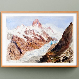 Iselle from Mount Pilatus print, sketch by John Singer Sargent, watercolor reproduction