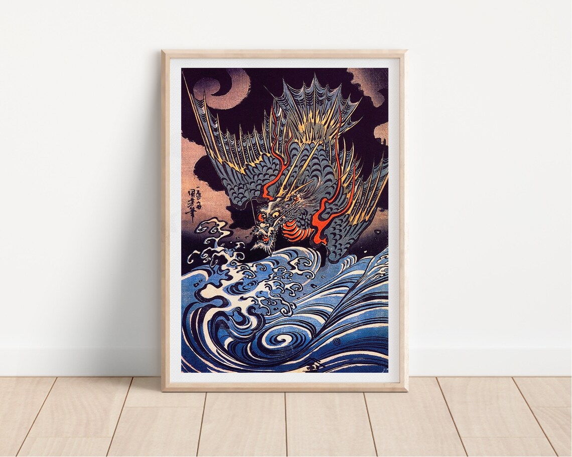 Japanese Sea Dragon by Utagawa Kuniyoshi, Restored Reproduction of ...