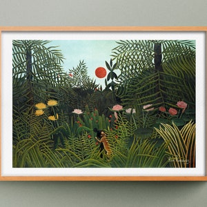 Virgin Forest with Sunset by Henri Rousseau, Reproduction of Virgin Forest with Sunset by Le Douanier Rousseau