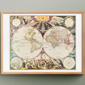 Karte der Neuen Welt von 1668, Gravur von Goos Pieter, Vintage-Druck der Alten Weltkarte