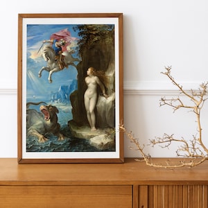 Perseus and Andromeda print, Giuseppe Cesari painting, Greek Mythology print image 6