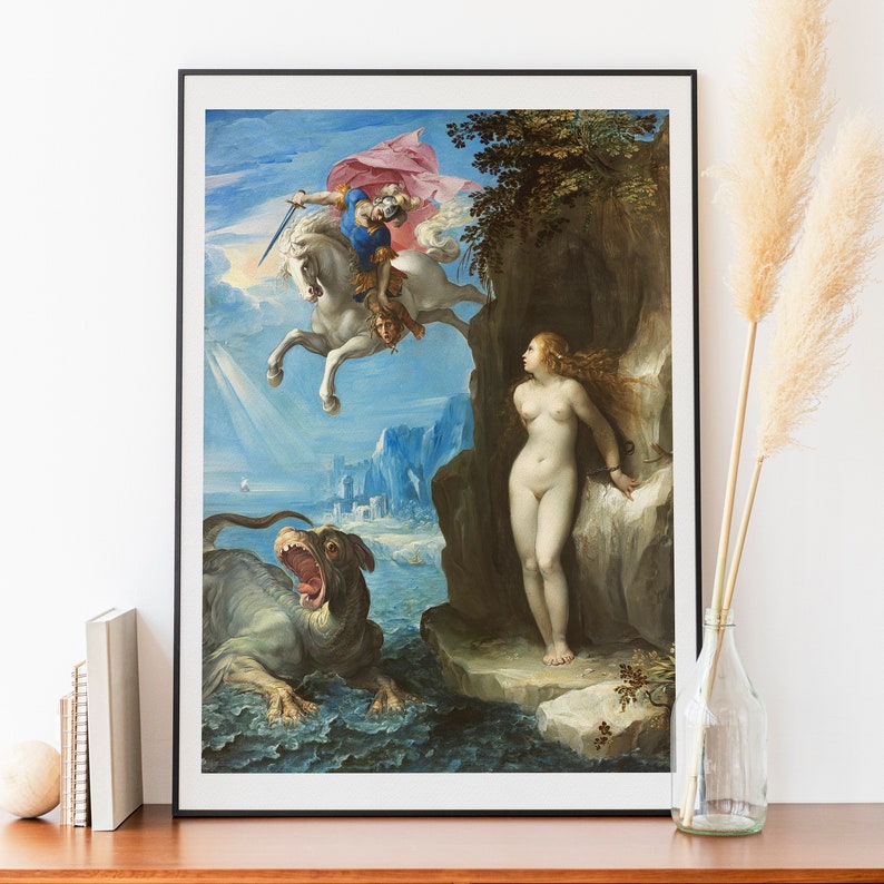 Perseus and Andromeda print, Giuseppe Cesari painting, Greek Mythology print image 7