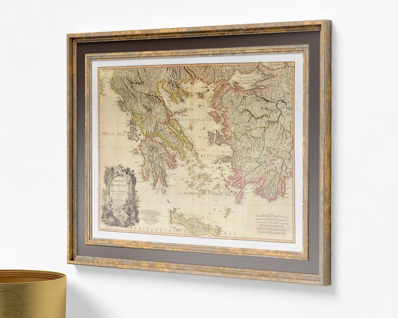 Carte de la Grèce Antique de 1791, Reproduction de Carte ancienne, Ancienne Carte de Grèce Antique image 7